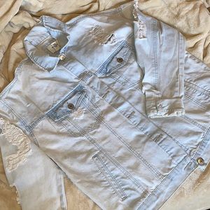 Forever 21 light wash distressed jean jacket